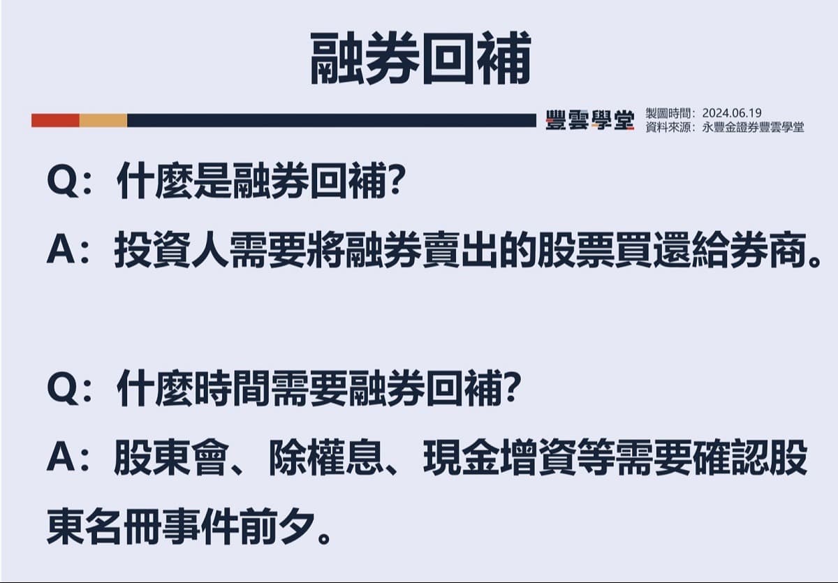 除權息行情｜融券回補是什麼：除權息注意「融券回補日」，融券回補股價影響、最後回補日怎麼算？｜豐雲學堂